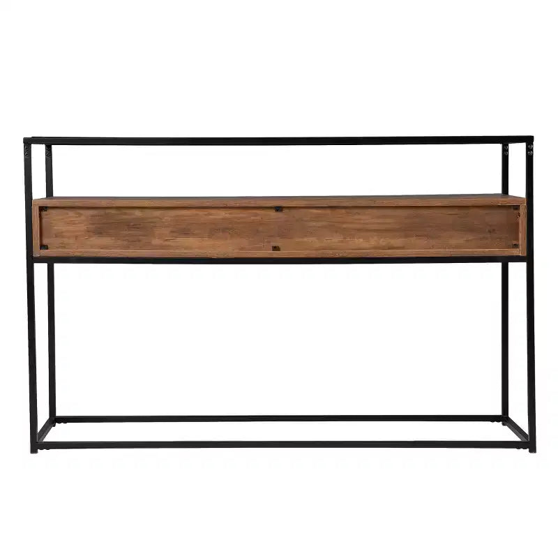 Olivern Glass-Top Console Table with Storage - Brown - SEI