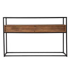 Console avec plateau en verre et rangement - Marron - SEI