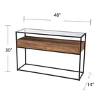 Console avec plateau en verre et rangement - Marron - SEI