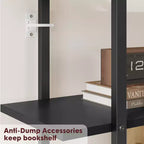 Bibliothèque en rotin à 5 niveaux de 180,6 cm de hauteur avec rangement et étagères ouvertes – Bibliothèque industrielle avec cadre en métal pour salon, chambre à coucher