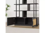 Bibliothèque en rotin à 5 niveaux de 180,6 cm de hauteur avec rangement et étagères ouvertes – Bibliothèque industrielle avec cadre en métal pour salon, chambre à coucher