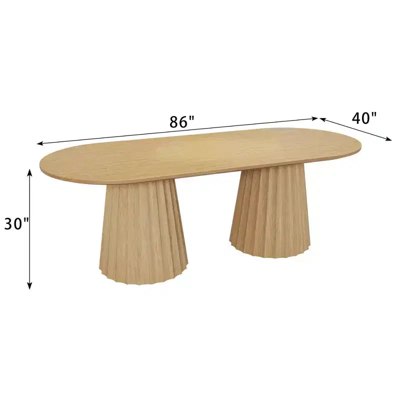 86 inch Double-base Oval Black Dining Table with 8 Dining chairs Suitable for Dining Room / Living Room