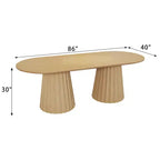 Table de salle à manger ovale noire à double piétement de 218 cm avec 8 chaises, convient pour la salle à manger / le salon
