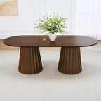 Table de salle à manger ovale noire à double piétement de 218 cm avec 8 chaises, convient pour la salle à manger / le salon