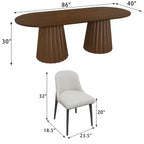 Table de salle à manger ovale noire à double piétement de 218 cm avec 8 chaises, convient pour la salle à manger / le salon