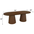 Table de salle à manger ovale noire à double piétement de 218 cm avec 8 chaises, convient pour la salle à manger / le salon