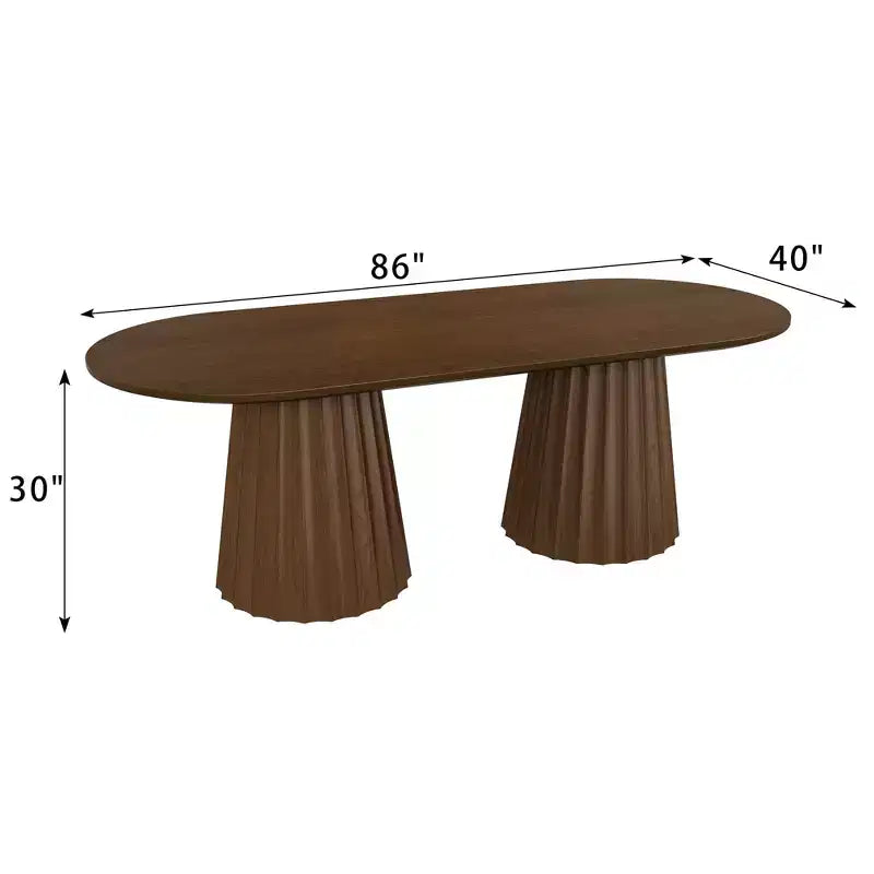 86 inch Double-base Oval Black Dining Table with 8 Dining chairs Suitable for Dining Room / Living Room