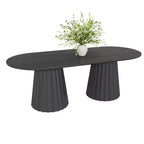 Table de salle à manger ovale noire à double piétement de 218 cm avec 8 chaises, convient pour la salle à manger / le salon