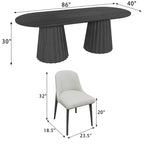 Table de salle à manger ovale noire à double piétement de 218 cm avec 8 chaises, convient pour la salle à manger / le salon