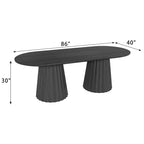 Table de salle à manger ovale noire à double piétement de 218 cm avec 8 chaises, convient pour la salle à manger / le salon