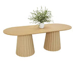 Table de salle à manger ovale noire à double piétement de 218 cm avec 8 chaises, convient pour la salle à manger / le salon