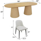 Table de salle à manger ovale noire à double piétement de 218 cm avec 8 chaises, convient pour la salle à manger / le salon
