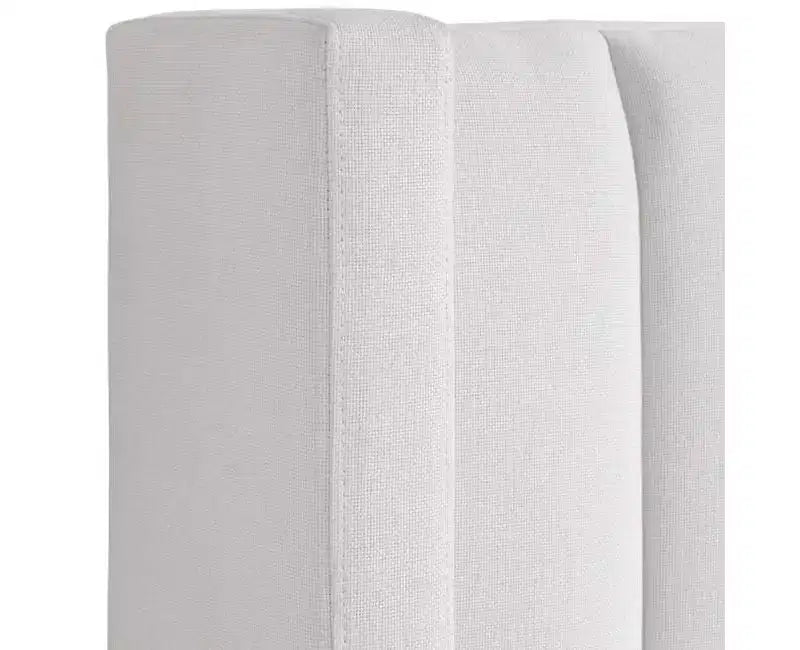 Channel Tufted White Fabric Queen Hanging Headboard
