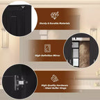 Armoire à pharmacie rectangulaire en MDF avec miroir, charnières à fermeture douce, 8 étagères, noire, 35 po L x 28 po H
