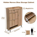 Meuble à chaussures cannelé avec 2 tiroirs à abattant, 1 tiroir, 1 meuble latéral, étagères réglables pour entrée et salon,