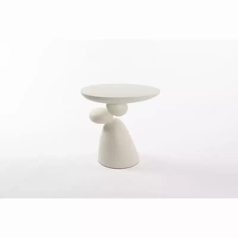Elegant Decorative End Table, Fiberglass Side Table with Pedestal for Living Room, Bedroom, Guestroom