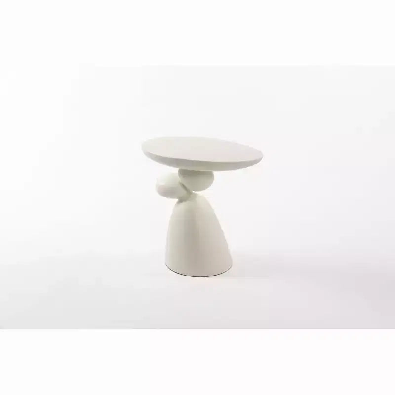 Elegant Decorative End Table, Fiberglass Side Table with Pedestal for Living Room, Bedroom, Guestroom