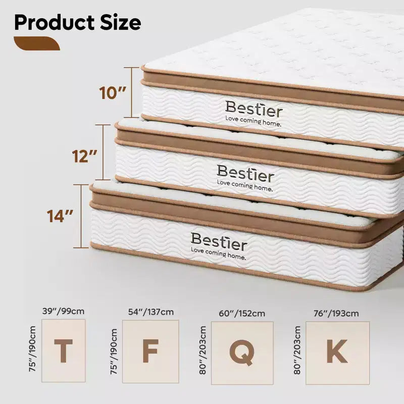 10" Twin Mattress, Hybrid Spring Memory Foam Mattress in a Box, Cooling Medium Firm, Pressure Relief