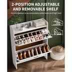 Meuble à chaussures avec 2 tiroirs basculants, étagère à chaussures dissimulée autoportante, poignées en métal, design fin pour couloir, salon