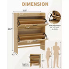 Meuble à chaussures avec 2 tiroirs basculants, étagère à chaussures dissimulée autoportante, poignées en métal, design fin pour couloir, salon