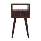 HomeRoots 22 Walnut Solid Wood Square One Drawer Nightstand