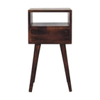 Table de chevet carrée à un tiroir en bois massif de noyer de 56 cm