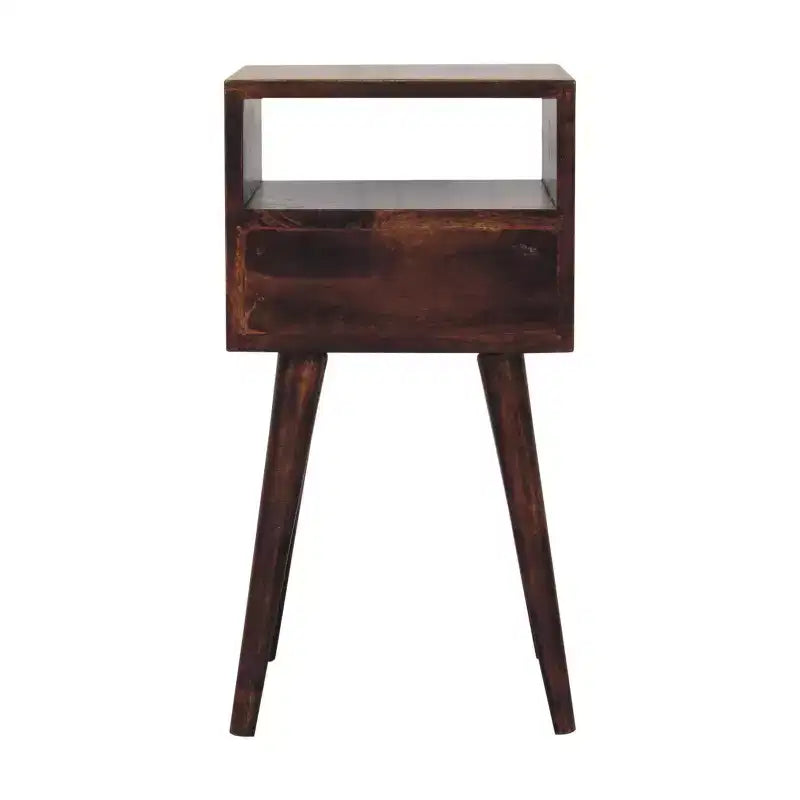 22" Walnut Solid Wood Square One Drawer Nightstand