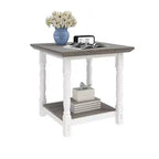 Table d'appoint carrée rétro en bois avec 2 étagères ouvertes pour chambre à coucher, salon, organisateur de rangement, blanc
