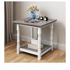 Table d'appoint carrée rétro en bois avec 2 étagères ouvertes pour chambre à coucher, salon, organisateur de rangement, blanc