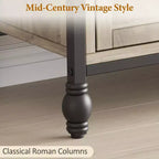 Meuble TV avec rangement, meuble TV moderne du milieu du siècle avec 4 colonnes romaines en métal et 4 tiroirs, parfait pour le salon.