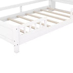 Lit plateforme avec étagères de rangement, tête de lit éclairée par LED, rail de sécurité, cadre de lit plateforme, aucun sommier tapissier requis, blanc, taille double