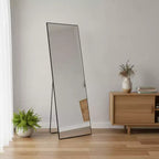 Miroir sur pied et mural encadré en métal noir de 160 cm