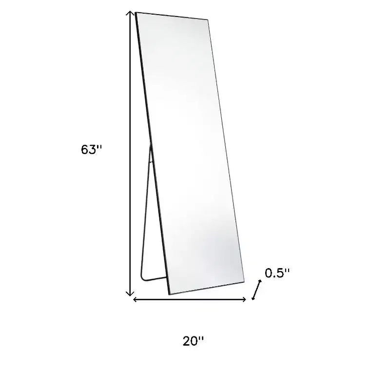 63" Black Metal Freestanding and Wall Mount Framed Full Length Mirror