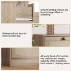 Commode en bois de 61" de large avec 12 tiroirs en rotin, meuble de rangement pour chambre, couloir, meuble TV moderne pour TV de 65"