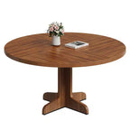 Round Dining Table for 4, Circle Dining Room Table with Wooden Base for Kitchen, Living Room,Walnut