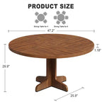 Table à manger ronde pour 4 personnes, table de salle à manger circulaire avec base en bois pour cuisine, salon, noyer