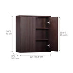 Armoire murale bohème moderne à 2 portes avec bois massif et façades cannelées contemporaines