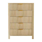 Small Spaces, Fluted 5 Drawer Dresser Modern Farmhouse Wooden Chest for Bedroom