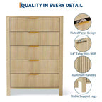 Petits espaces, commode à 5 tiroirs cannelée, style ferme moderne, meuble en bois pour chambre à coucher