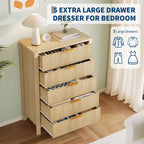 Petits espaces, commode à 5 tiroirs cannelée, style ferme moderne, meuble en bois pour chambre à coucher