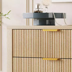 Petits espaces, commode à 5 tiroirs cannelée, style ferme moderne, meuble en bois pour chambre à coucher
