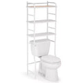 Home Zone Living Over-the-Toilet 3-Tier Storage Organizer with Bamboo Accent and Steel Frame, Freestanding Bathroom Shelf, White