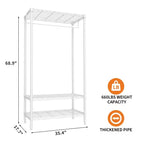 Portant à vêtements métallique à 3 niveaux avec 1 tringle et 3 étagères ouvertes, organisateur de placard portable pour vêtements, pour chambre, 90L x 45P x 175H