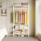 Portant à vêtements métallique à 3 niveaux avec 1 tringle et 3 étagères ouvertes, organisateur de placard portable pour vêtements, pour chambre, 90L x 45P x 175H