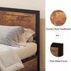 Lit coffre Queen Size avec 4 tiroirs, tête et pied de lit en bois, sommier à lattes en acier robuste, silencieux, sans sommier tapissier et montage facile
