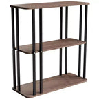 GOLDFAN Rectangular Side End 3-Tier Shelves Sofa Table 24.8-inch Deep Oak/Black
