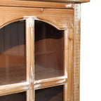 Armoire de rangement rustique en bois massif avec porte décorative découpée et 2 tiroirs