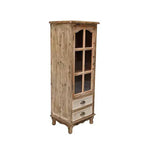 Armoire de rangement rustique en bois massif avec porte décorative découpée et 2 tiroirs