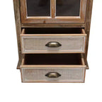 Armoire de rangement rustique en bois massif avec porte décorative découpée et 2 tiroirs