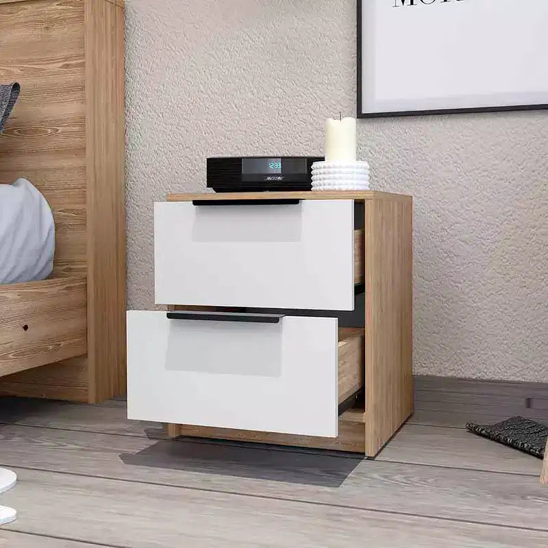 Stylish Functional 2 Drawer Nightstand for Bedroom Living Room